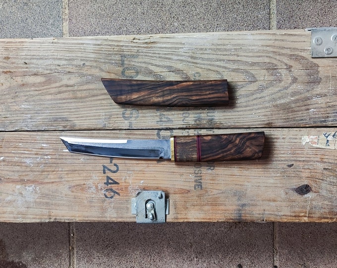 Handmade tanto custom knife with wooden sheath
