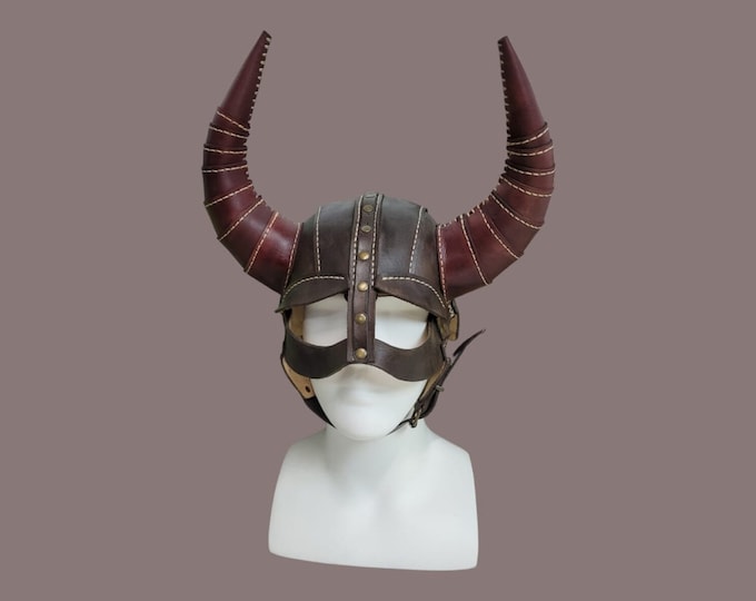 Handmade Genuine Leather Mask Mongolian Warrior Head Mask