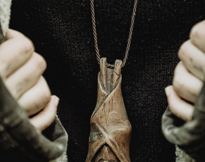 Lucky Dracula Bat Necklace Wooden Reversed-Hanging  Dracula Bat Necklaces Pendant
