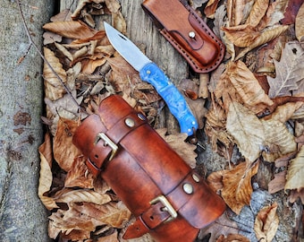 Handmade Leather Bracelet Folding Knife Set – Outdoor Bushcraft