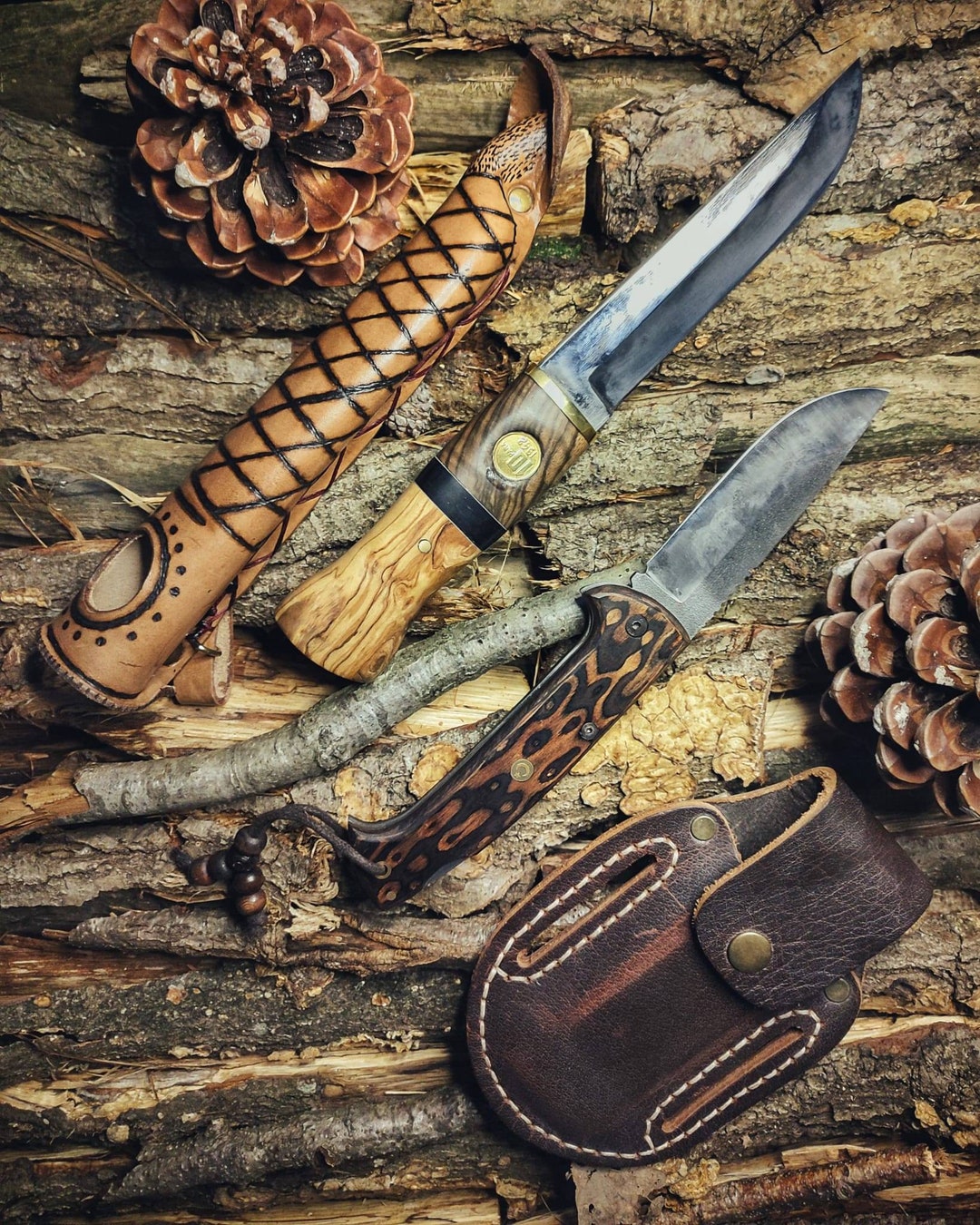 Custom Blacksmith Hunter Knife Set Etsy