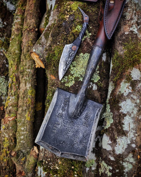 Bushcraft Survival Set – Hand-forged Carbon Steel Shovel