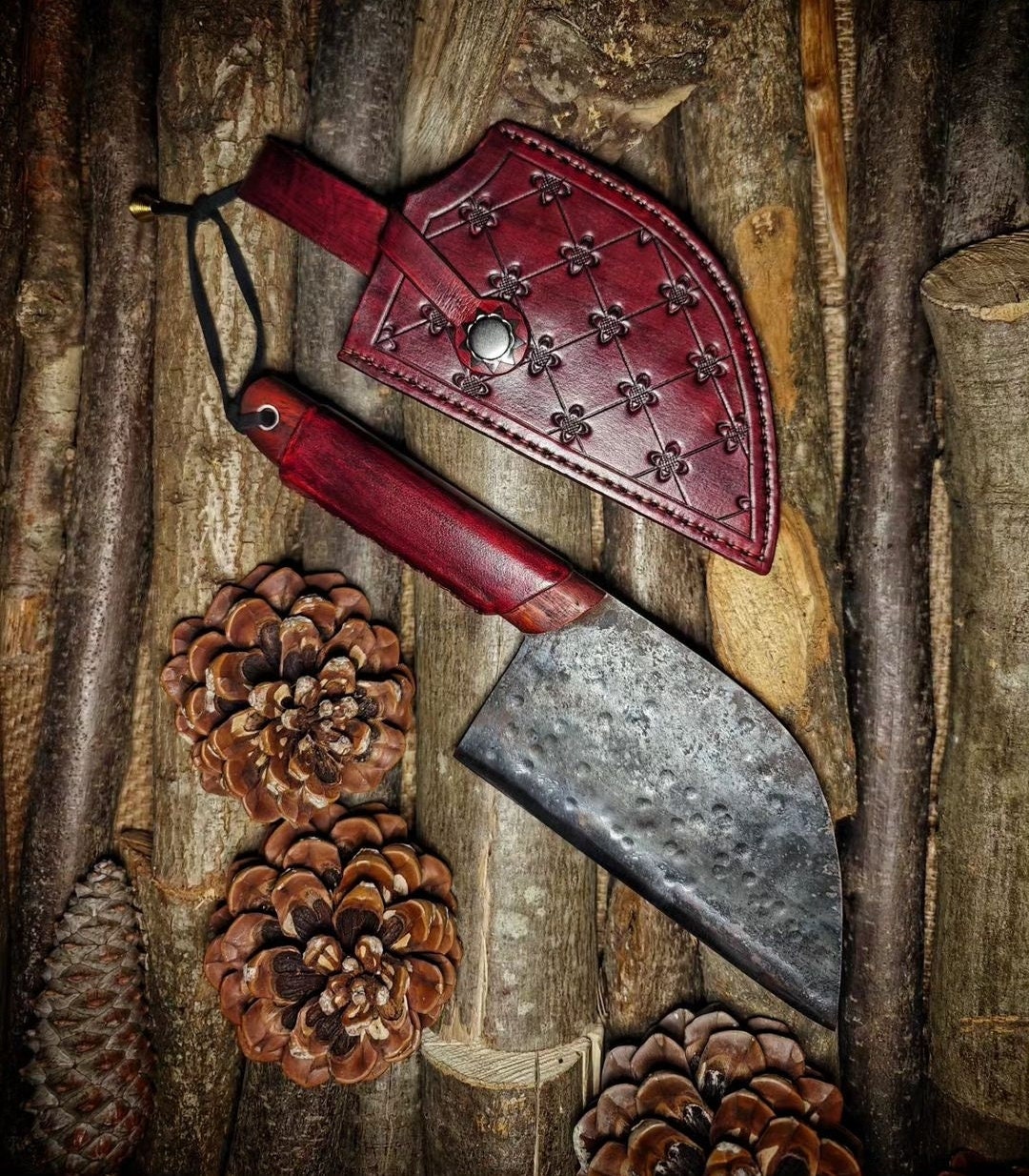 Original Serbian Chef Knife - Unrivaled Quality Olive Leather