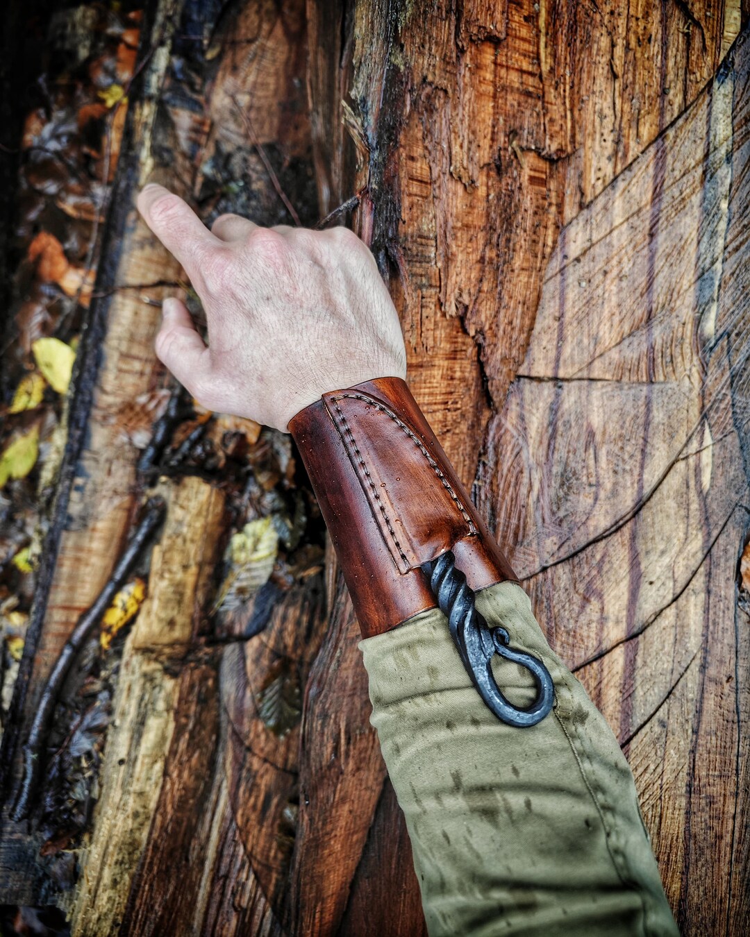 Handmade Custom Blacksmith Knife With Genuie Leather Wrist Handcrafted