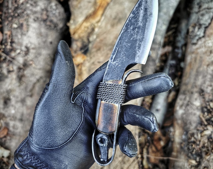 Custom Carbon Knife Made by classic hand forged blacksmith skill by handmade with original steel sheath