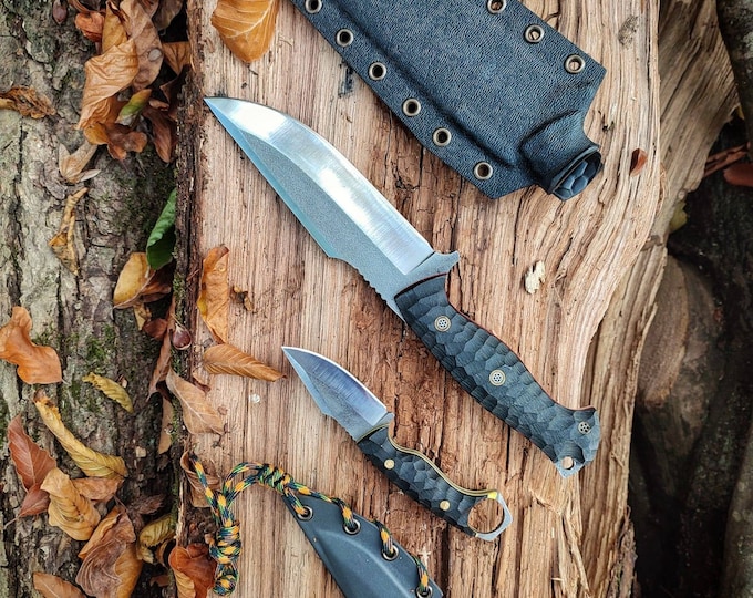 hand forge carboon steel tactical hunting custom knife with kydex sheath