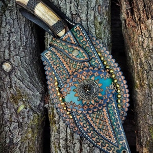 Custom  handmade hand forged blacksmith artisan primitive knife with leather sheath bushcraft knife blacksmith art