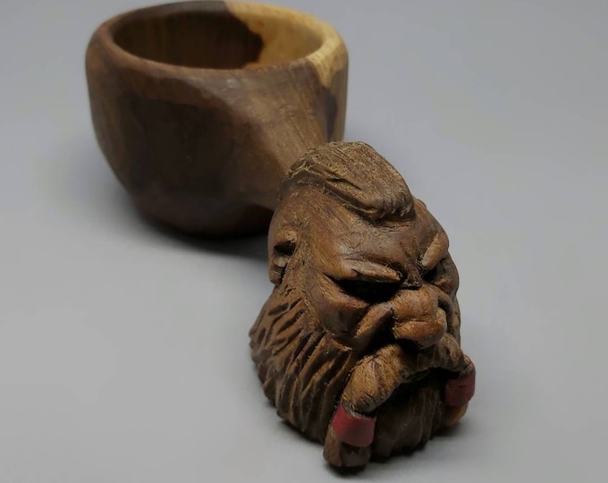 Handmade Viking Kuksa: Ragnar Head-Shaped Birch Wood Mug artisan made