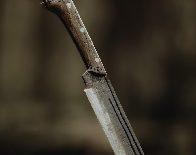 Handmade Forest Knife with Back Sling and Leather Sheath