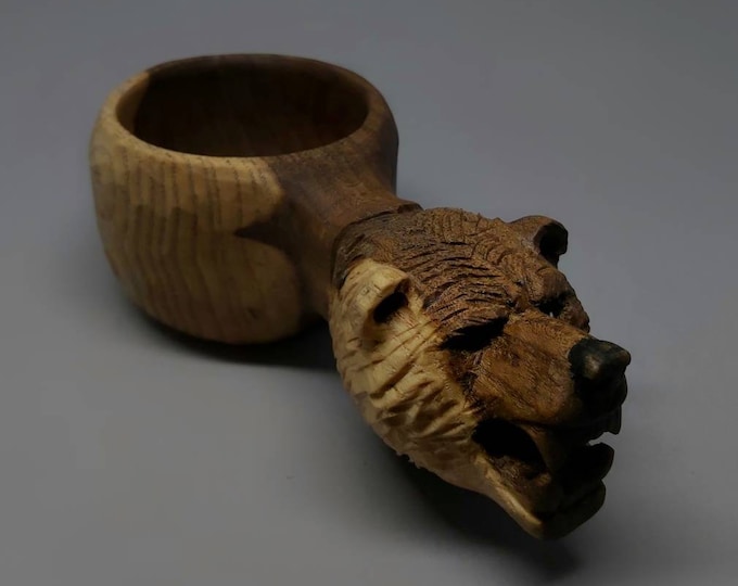 Bear Spirit Kuksa – Hand-Carved Wooden Mug from Nordic Wilderness