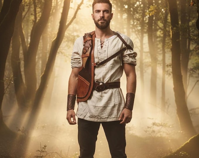 Handmade Genuine Leather Tactical Vest: Bushcraft Wear