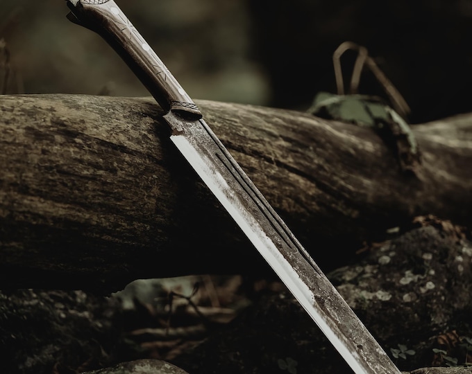Handmade Forest Knife with Back Sling and Leather Sheath