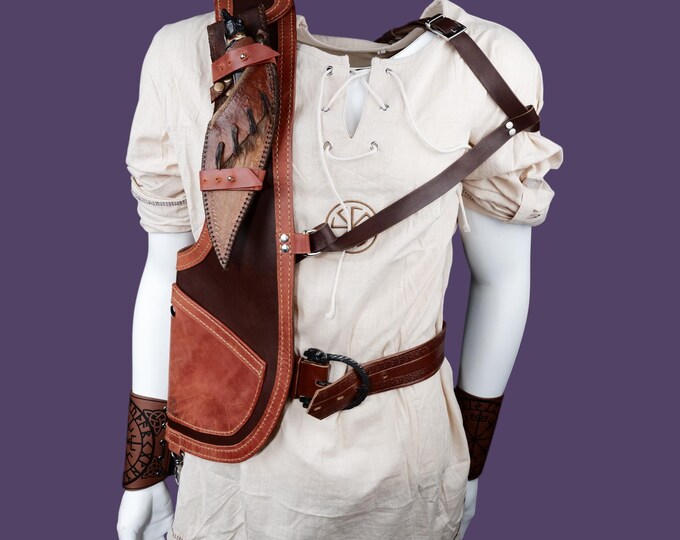 Wearable survival vest This vest will provide you many conveniences in nature. First class genuie leatherHandmade product