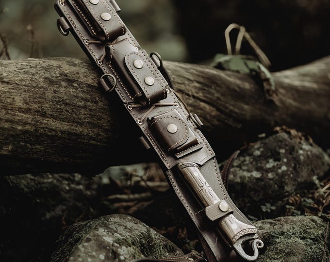 Handmade Forest Knife with Back Sling and Leather Sheath