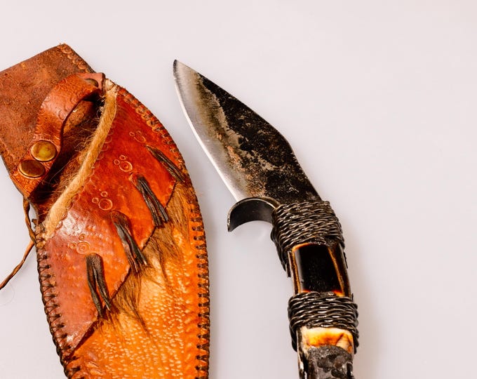 Handmade blacksmith uniquie style  custom carbon steel hunter bushcraft  knife with leather sheath