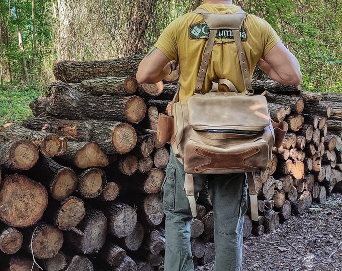 Bushcraft Handmade leather craft backbags gift for him boy christmas gift