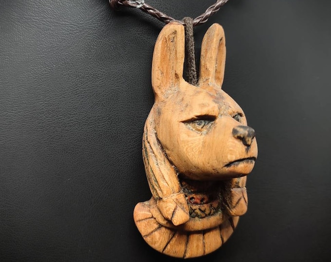 Handmade Anubis Figured Wooden Carved Pendants with Symbolic Meaning - Unique and Mystical Jewelry