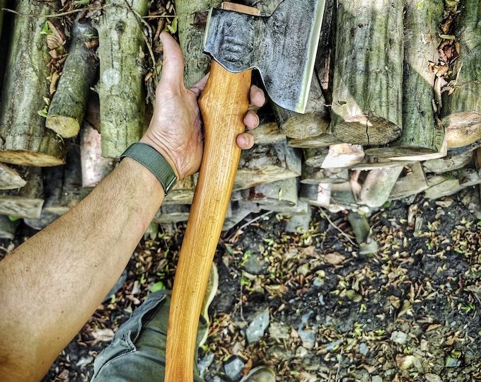 Handcrafted Carpenter's Axe with Unique Leather Sheath