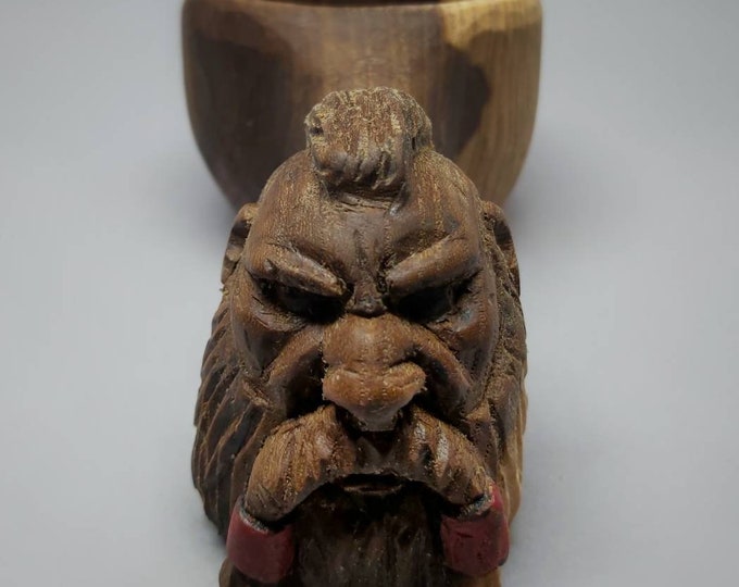 Handmade Viking Kuksa: Ragnar Head-Shaped Birch Wood Mug