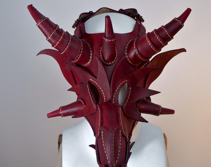 Handcrafted Leather Dragon Mask: Wearable Fantasy Art