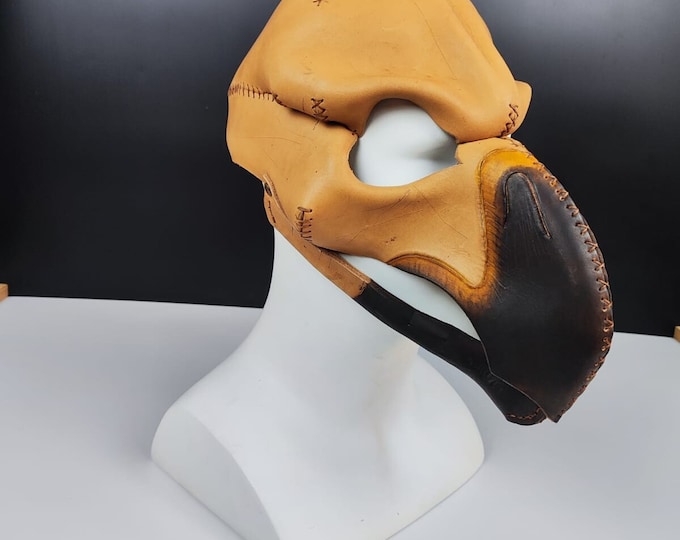 Handcrafted Real Leather Vulture Mask: Unique and Spooky Halloween, Cosplay, and Party Accessory