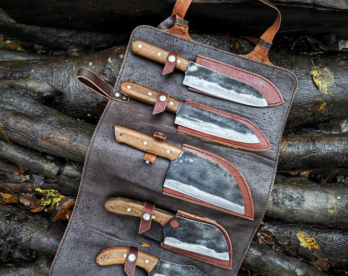 Handmade carbon steel blacksmith outdoor cheff set