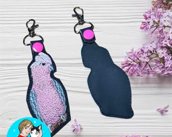Galah Cockatoo Embroidered Keychain | Rose Breasted Cockatoo keychain | Rose Breasted Cockatoo| Parrot Keychain | Parrot | Keychain | Keyfob