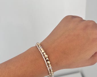 Gold & Crackled Quartz Bracelet Set