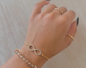 Gold Crystallized Infinity Bracelet Set