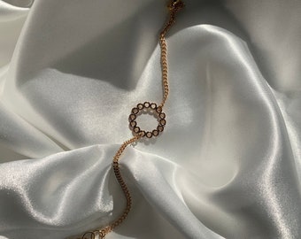 Gold Bracelet with Circle Charm