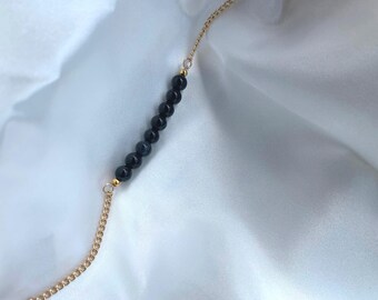 Black Onyx and Gold Chain Bracelet