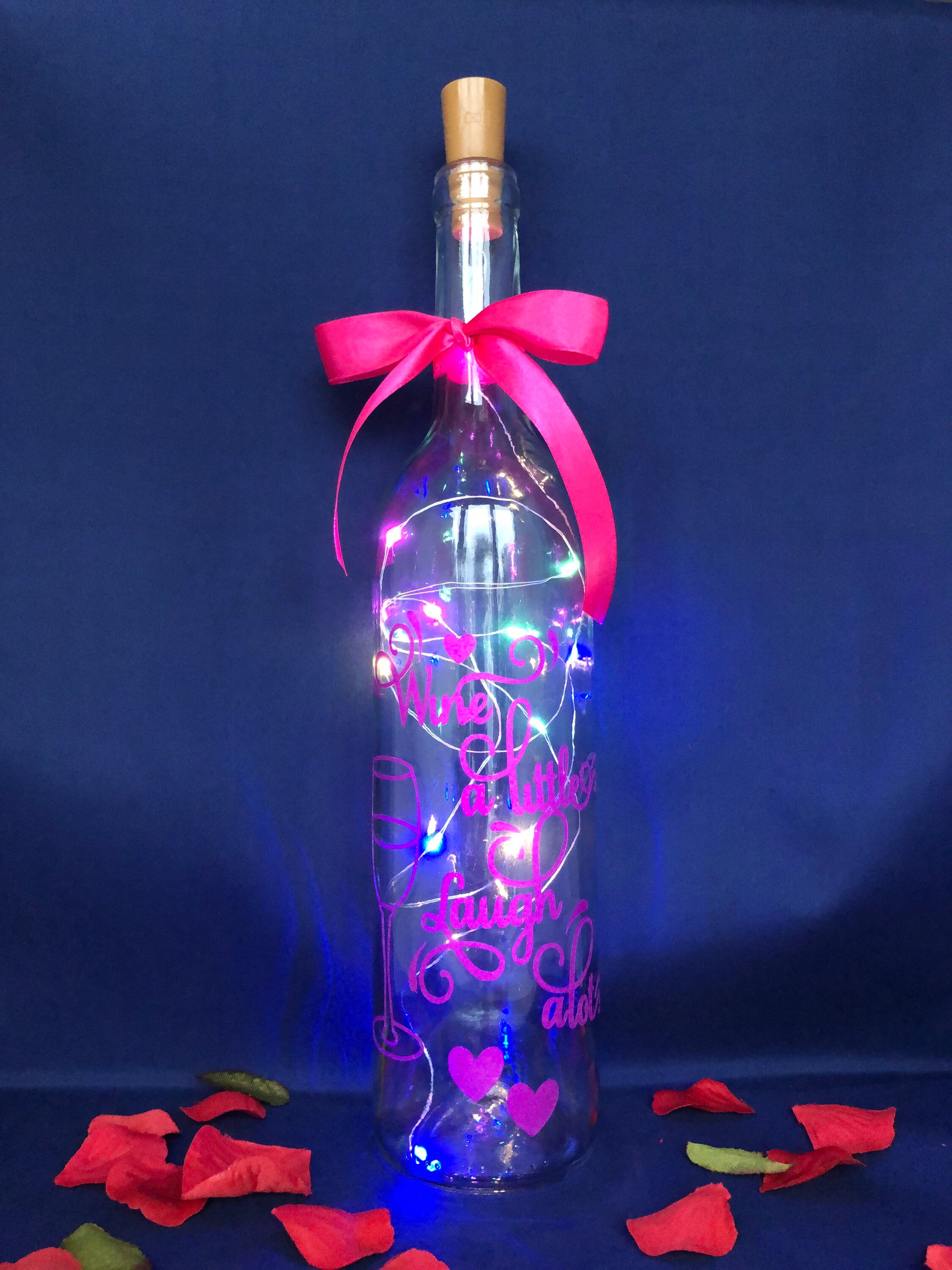 Beautifully decorated led light up bottle Etsy