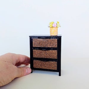 1/12 scale miniature Chest of drawers. Handmade dollhouse dresser. Artisan miniatures Cabinet. Modern dollhouse furniture. Miniature drawers
