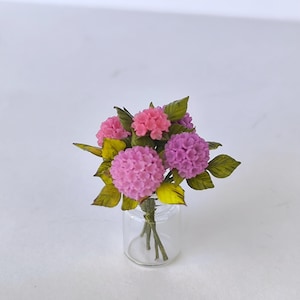 Miniatur Hortensien Strauß: 1/12 Scale Puppenhaus Blumen
