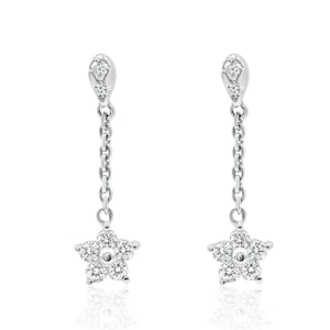 14k Gold Star Diamond Earrings, Dangling Star Diamond Earrings, Diamond Star Studs, Diamond Studs, Minimalist Earrings,Diamond Star Earrings