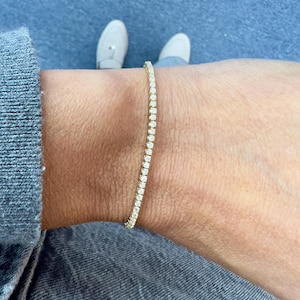 14k Gold 1.5MM Diamond Tennis Bracelet, Diamond Bracelet, Dainty Gold Bracelet, Minimalist Bracelet, Bracelet, Delicate & Elegant Bracelet