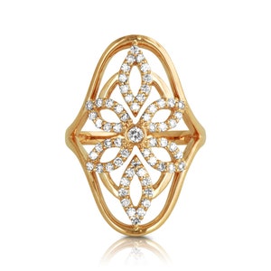 Sterling Silver Designer Flower Ring, Minimalist CZ, Cubic Zirconia Ring, Gold Plated Ring, Flower Ring, Flower Fashion CZ Ring,Perfect Gift