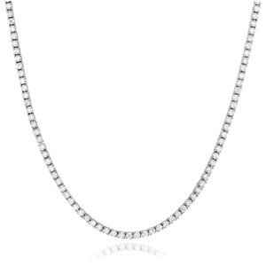 Tennis Necklace, 925 Sterling Silver Tennis Necklace, 2mm Round Cut Cubic Zirconia Necklace,Diamond Tennis Chain Necklace,Silver CZ Necklace