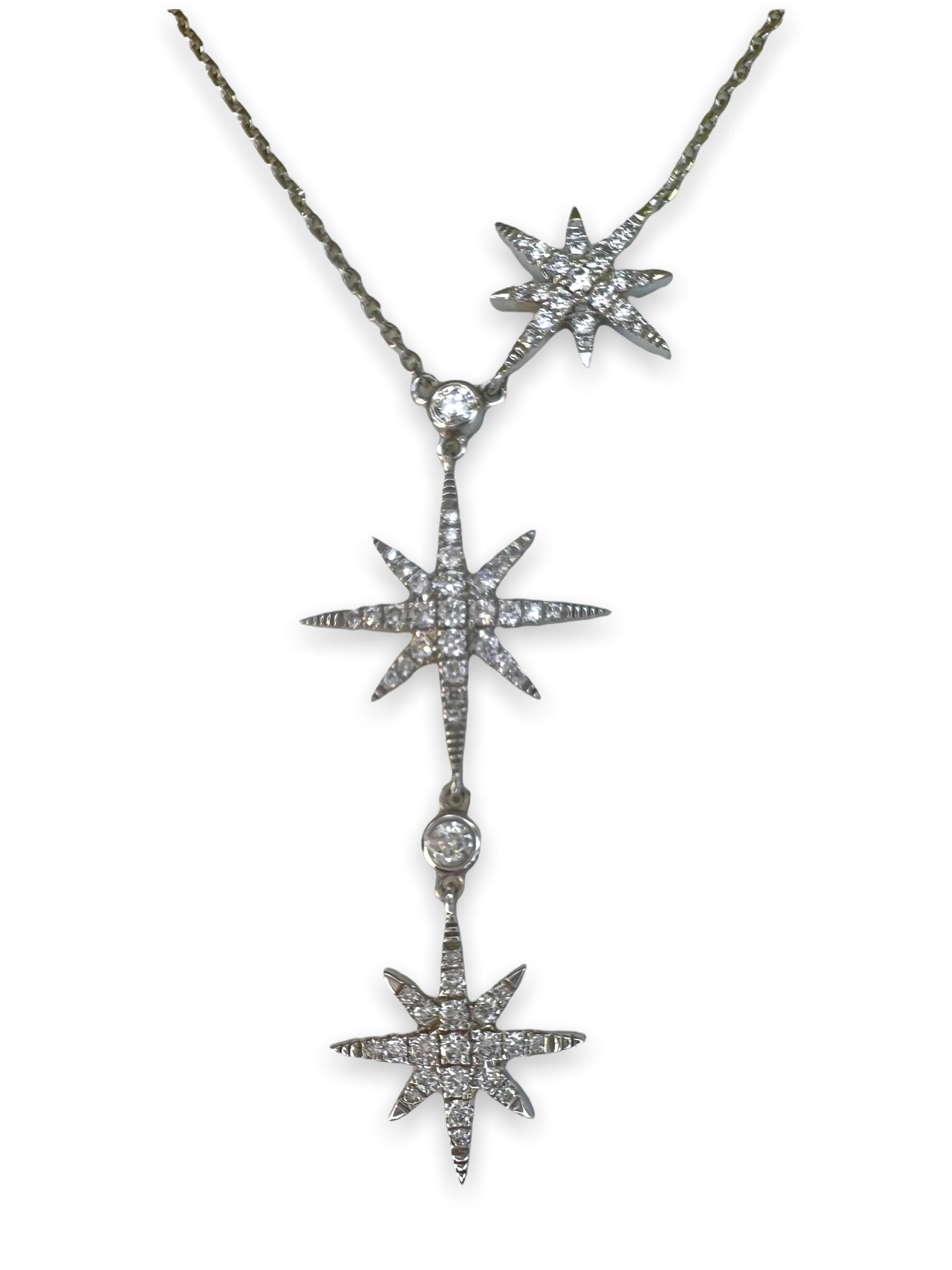 14k Gold Asymmetric Y Shape Drop Star, Dainty Lariat Star Necklace ...