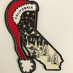 Custom California Christmas Ornament, California Ornament,  California Gifts, California Santa Ornament, Cali Ornament, California Christmas