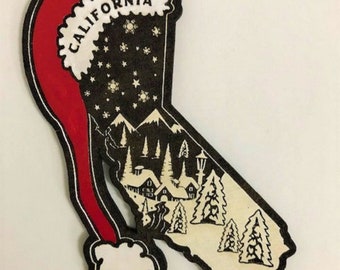 Custom California Christmas Ornament, California Ornament,  California Gifts, California Santa Ornament, Cali Ornament, California Christmas