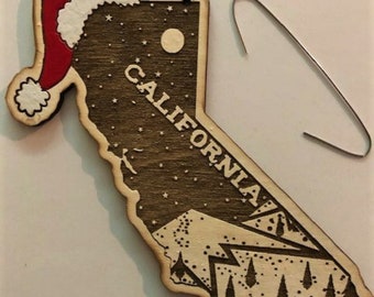 Custom California Christmas Ornament, California Ornament,  California Gifts, California Santa Ornament, Cali Ornament, California Christmas