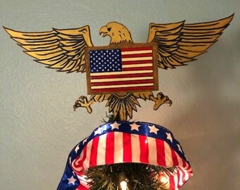 Gold Eagle Tree Topper, USA Christmas Tree Topper, American Flag Tree Topper, USA Tree Topper, American Flag Christmas Ornaments, USA Gifts