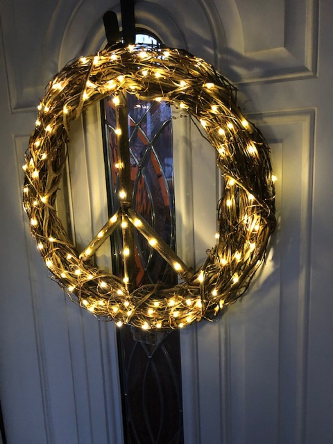 Lighted Peace Wreath Peace Wreath Lighted Peace Sign wreath Etsy
