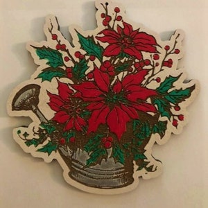 Poinsettia, Poinsettia Ornament, Watering Can Ornament, Garden Ornament, Flower Art Ornament, Gardeners Ornament, Garden Gift, Watering Can