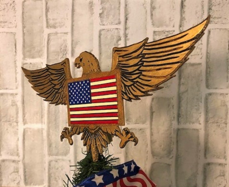 Gold Eagle Tree Topper USA Christmas Tree Topper American Etsy