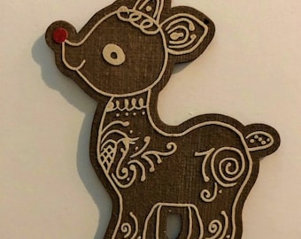 Rudolf Christmas Ornament,  Rudolf Ornament, Rudolf the Red Nosed Reindeer, Custom Rudolf Ornament, Reindeer Ornament, Reindeer