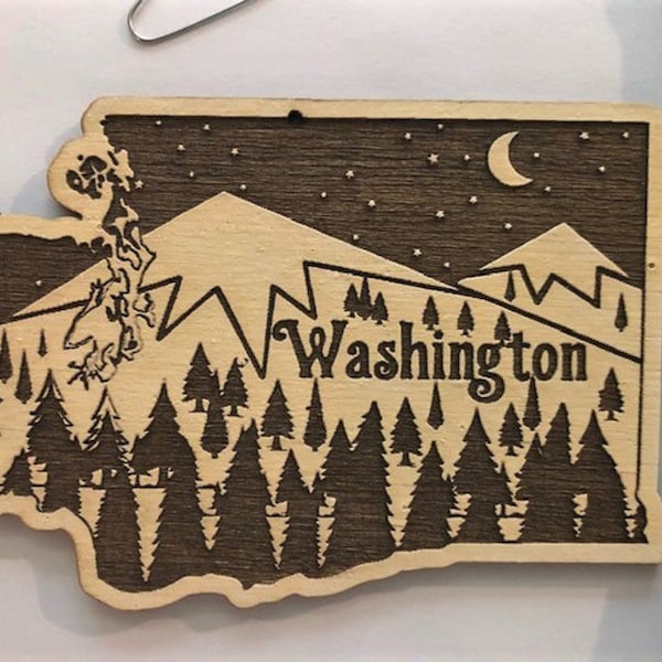Washington Christmas Ornament, Washington Ornament,  State of Washington Ornament, Washington Gifts, Washington Art, Washington