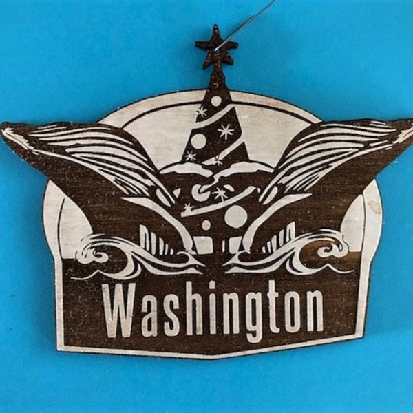 Whale Christmas Ornament, Whale Ornament, Washington Ornament, Washington Christmas Ornament, State Of Washington Gifts, Whale Gifts,