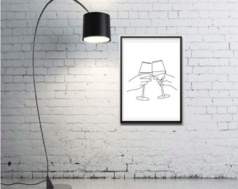 Wine Cheers Minimalist Digital Download